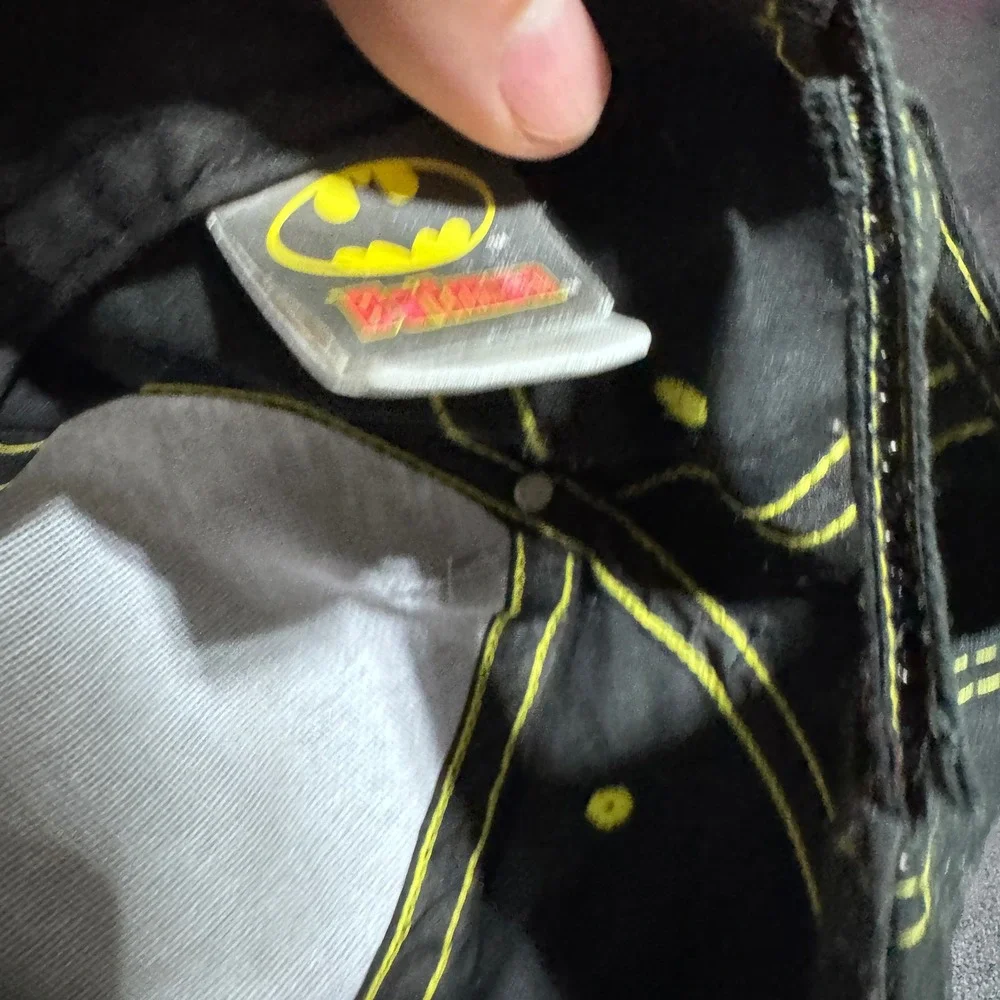Batman Baseball Hat Kids One Size Black Grey Yellow Superhero Graphic Logo